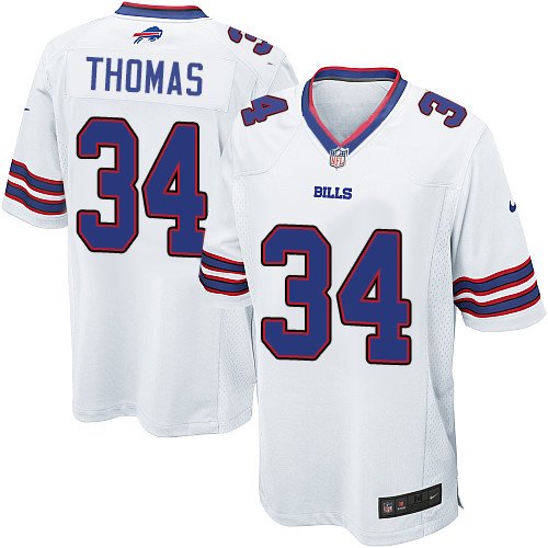 Men's Game Thurman Thomas Nike Jersey White Road - #34 NFL Buffalo Bills